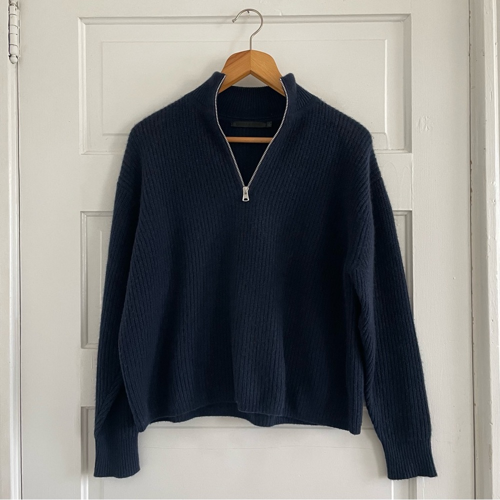 Jenni Kayne Cashmere Half Zip Sweater - Navy